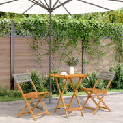 Bistroset 3-delig poly rattan massief hout grijs inklapbaar