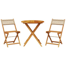 3-delige Bistroset poly rattan en massief hout beige