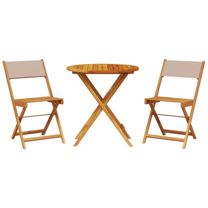 3-delige Bistroset stof en massief hout taupe
