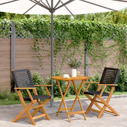 Bistroset 3-delig poly rattan massief hout zwart