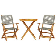 3-delige Bistroset poly rattan en massief hout grijs