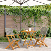 Bistroset 3-delig poly rattan massief hout grijs