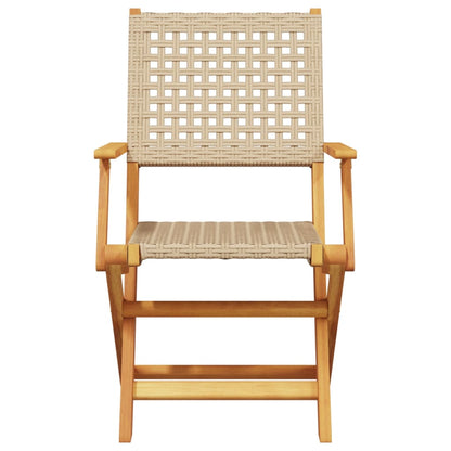 3-delige Bistroset poly rattan en massief hout beige