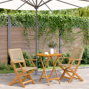 Bistroset poly rattan massief hout beige 70x75 cm