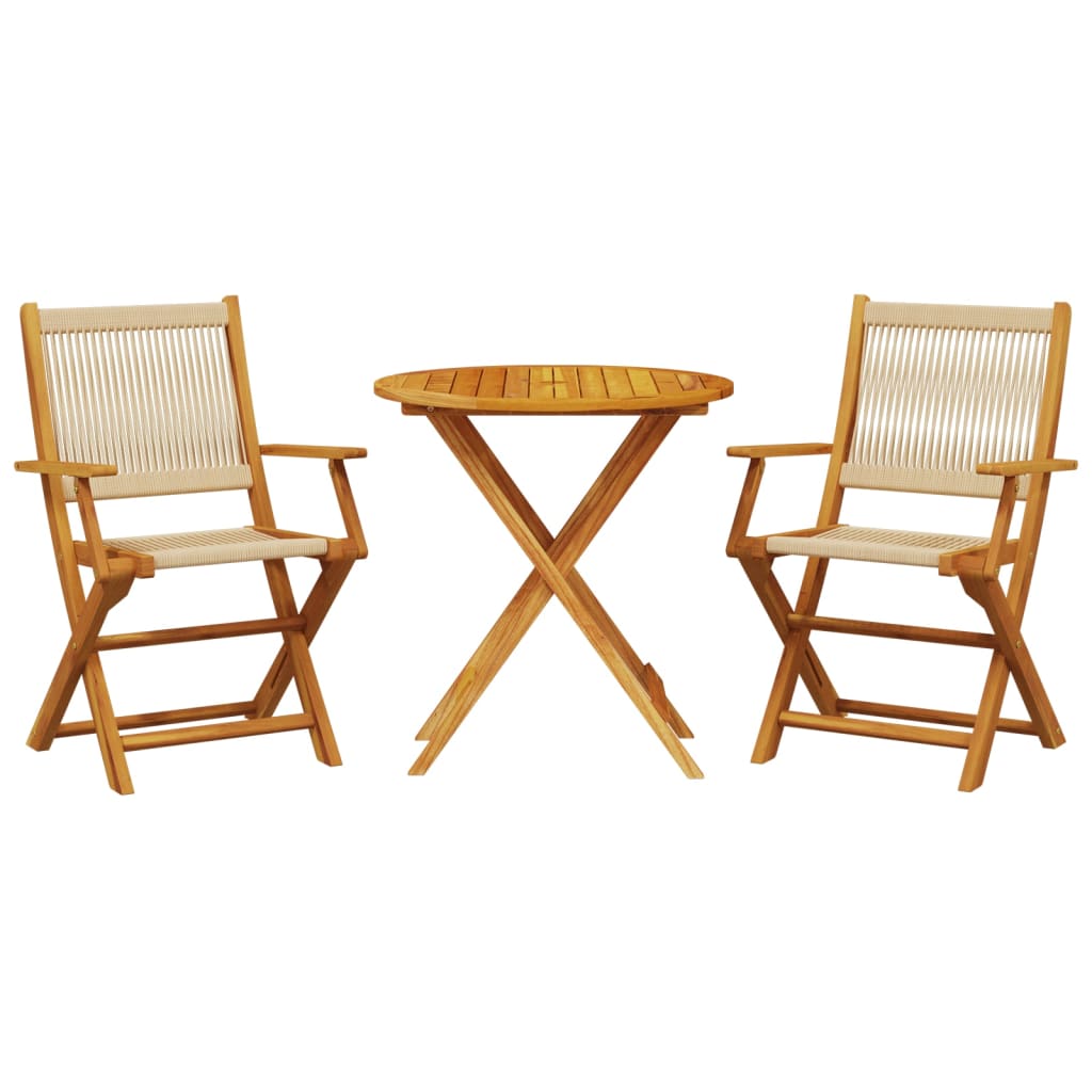 3-Delige Bistroset Polypropeen En Massief Hout 70 x 75 cm