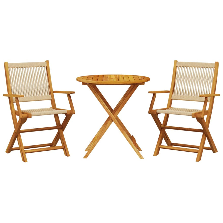 3-Delige Bistroset Polypropeen En Massief Hout 70 x 75 cm