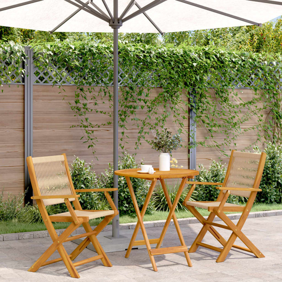 3-Delige Bistroset Polypropeen En Massief Hout 70 x 75 cm