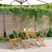 Bistroset 3-delig poly rattan massief hout grijs