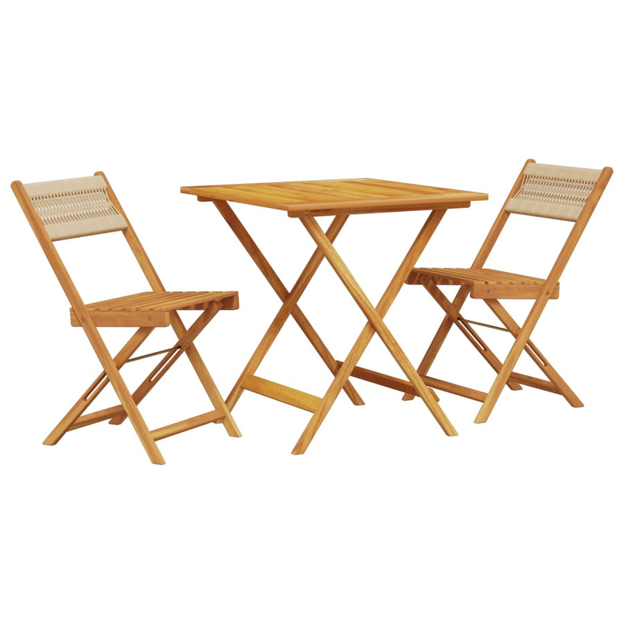 3-delige Bistroset polypropeen en massief hout beige