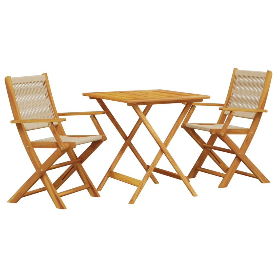 3-Delige Bistroset Polypropeen En Massief Hout 70 x 70 x 75 cm