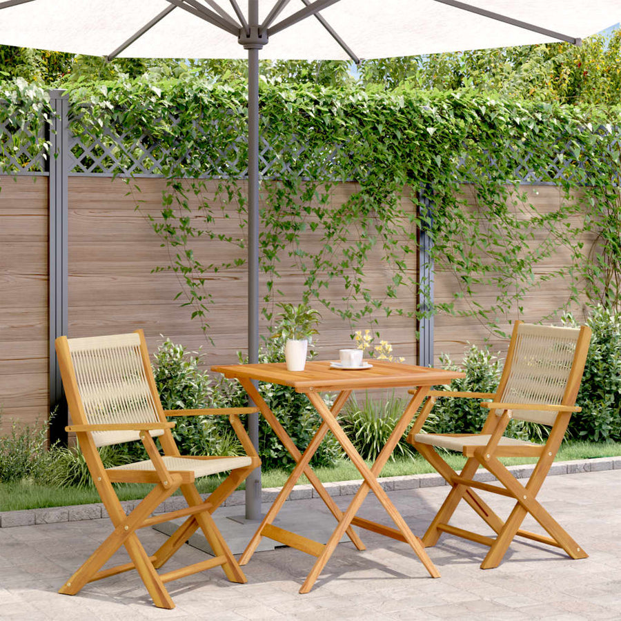 3-Delige Bistroset Polypropeen En Massief Hout 70 x 70 x 75 cm