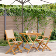 Bistroset 3-delig massief acaciahout stof beige