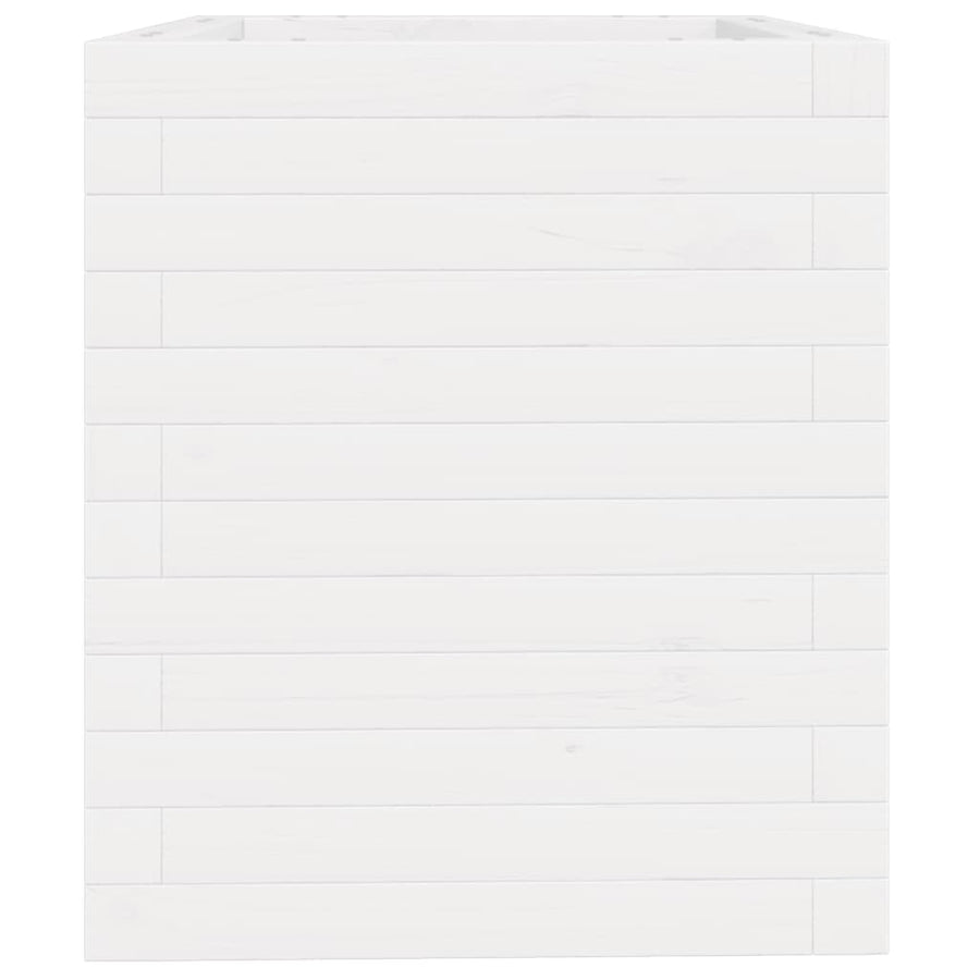 Plantenbak 40x40x46 cm massief grenenhout wit