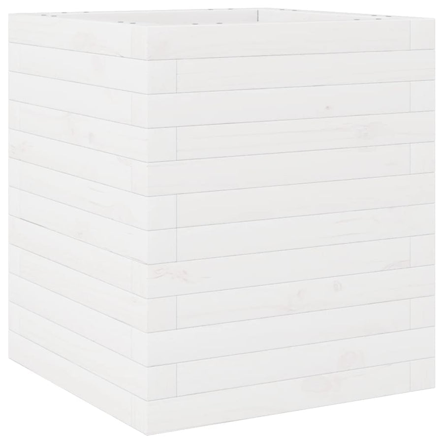 Plantenbak 40x40x46 cm massief grenenhout wit