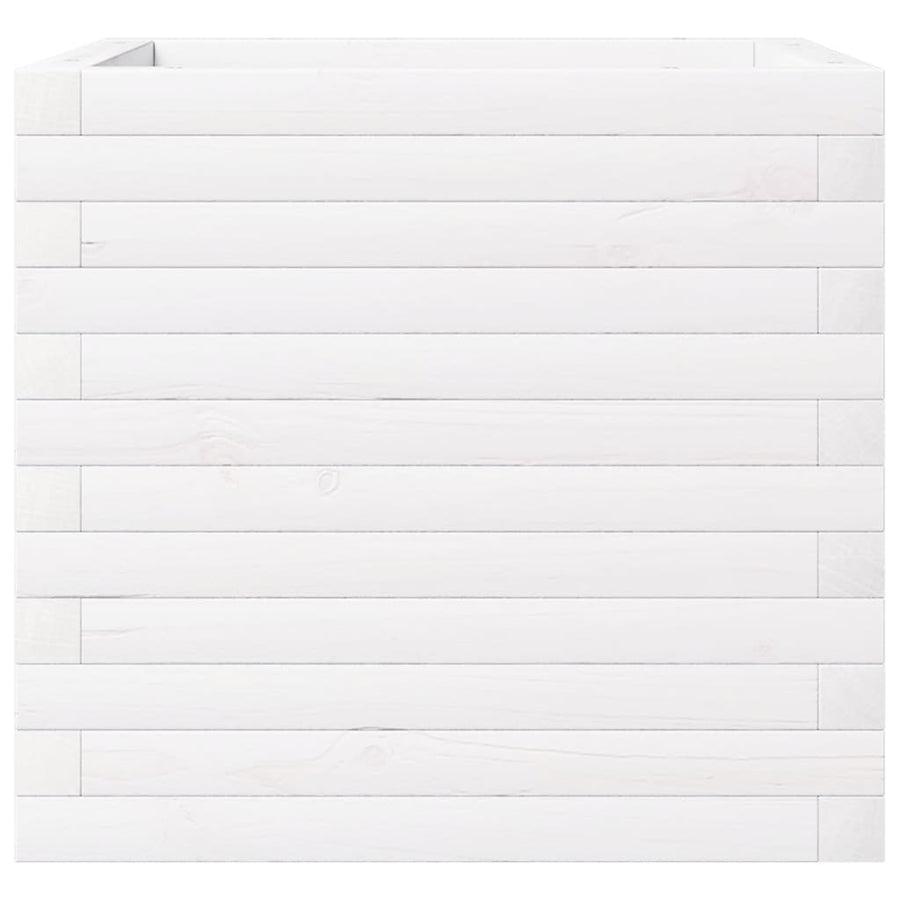 Plantenbak 50x50x46 cm massief grenenhout wit
