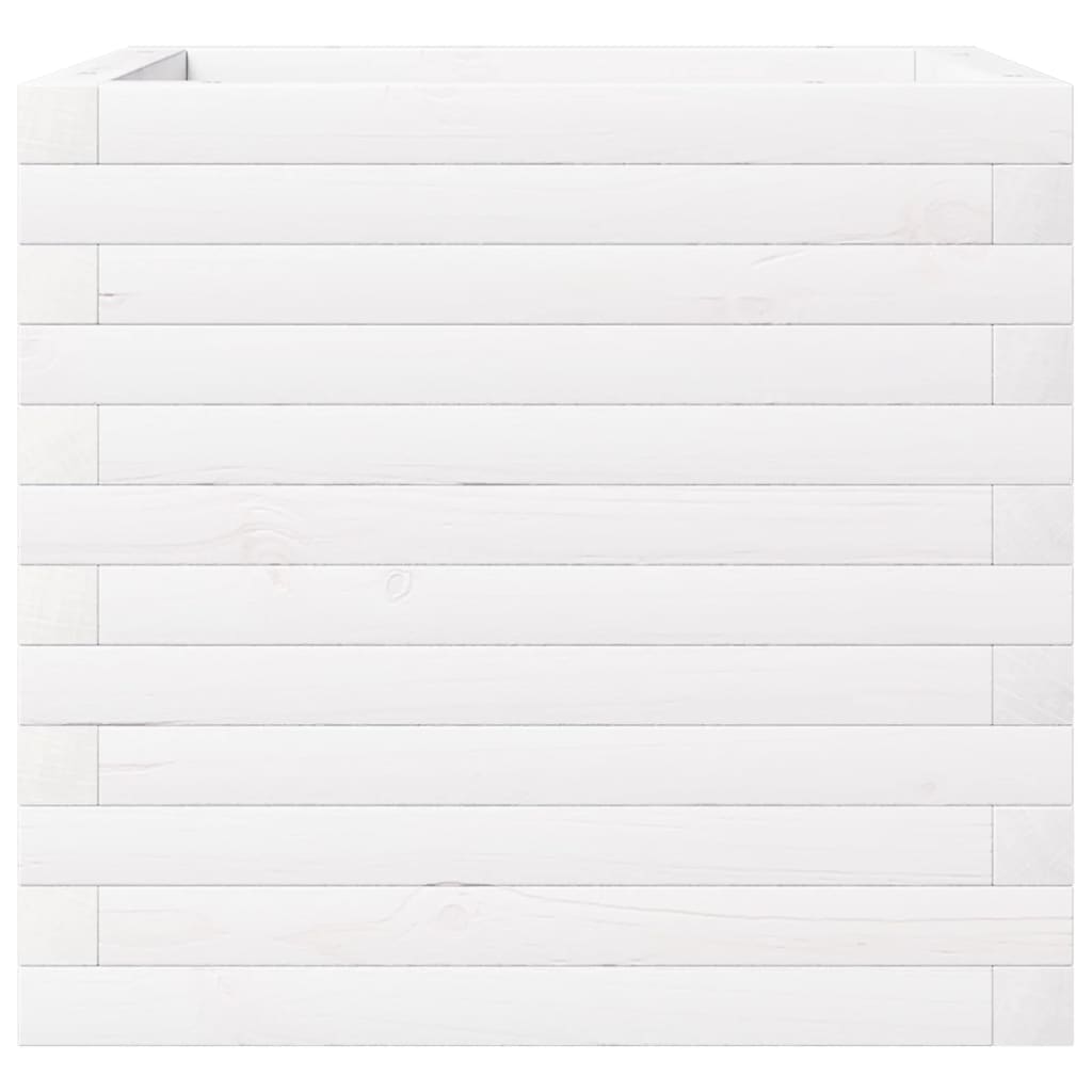 Plantenbak 50x50x46 cm massief grenenhout wit