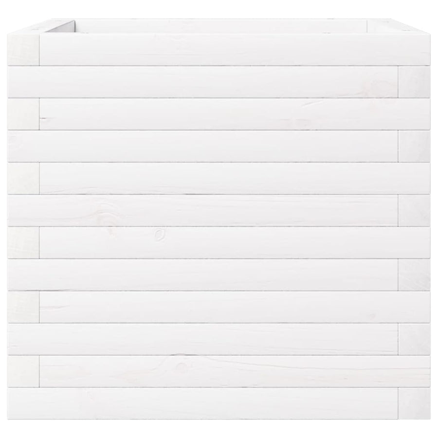 Plantenbak 50x50x46 cm massief grenenhout wit