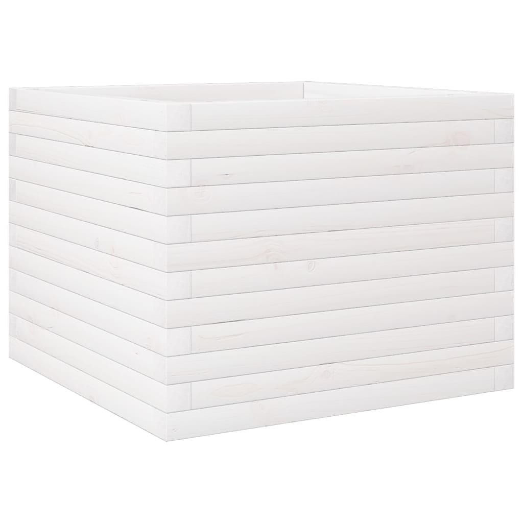 Plantenbak 60x60x46 cm massief grenenhout wit