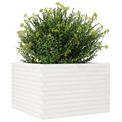 Plantenbak 70x70x46 cm massief grenenhout wit