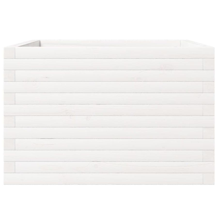 Plantenbak 70x70x46 cm massief grenenhout wit