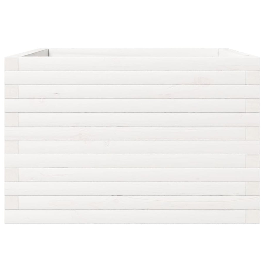 Plantenbak 70x70x46 cm massief grenenhout wit