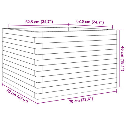Plantenbak 70x70x46 cm massief grenenhout wit