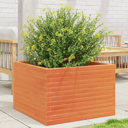 Plantenbak 70x70x46 cm massief grenenhout wasbruin