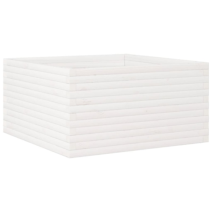 Plantenbak 90x90x46 cm massief grenenhout wit