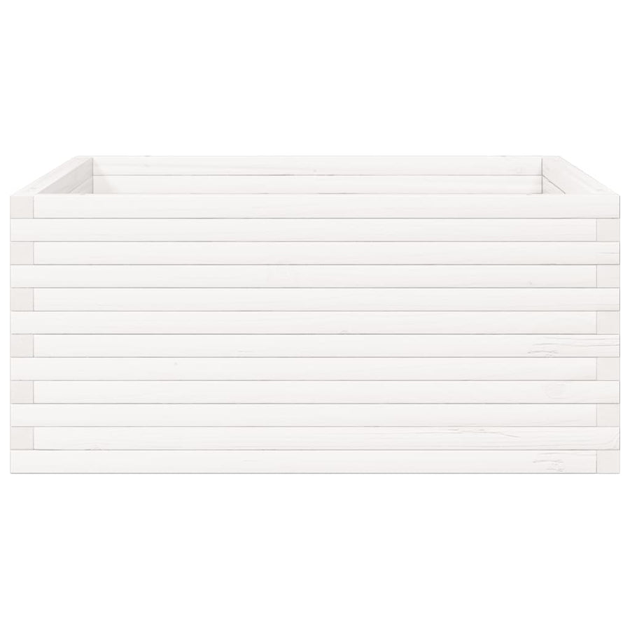 Plantenbak 100x100x46 cm massief grenenhout wit
