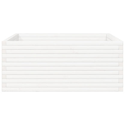Plantenbak 110x110x46 cm massief grenenhout wit