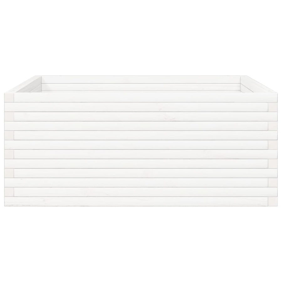 Plantenbak 110x110x46 cm massief grenenhout wit