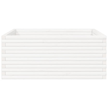 Plantenbak 110x110x46 cm massief grenenhout wit
