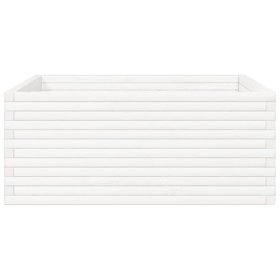 Plantenbak 110x110x46 cm massief grenenhout wit