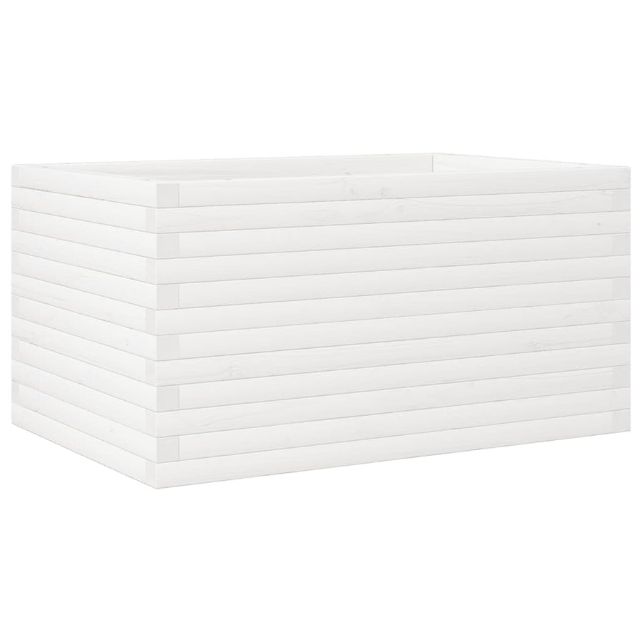Plantenbak 90x60x46 cm massief grenenhout wit