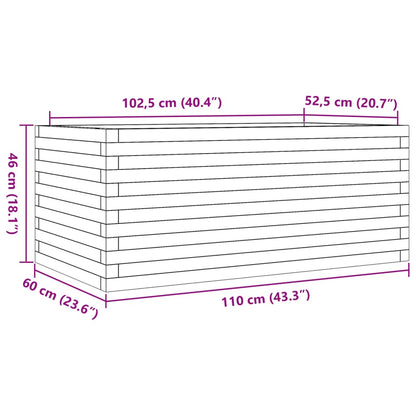 Plantenbak 110x60x46 cm massief grenenhout wit