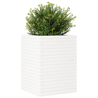 Plantenbak 50x50x68,5 cm massief grenenhout wit
