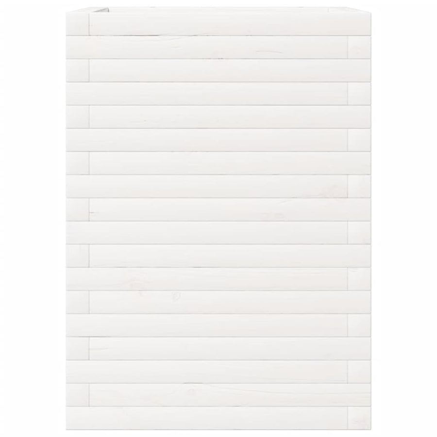 Plantenbak 50x50x68,5 cm massief grenenhout wit
