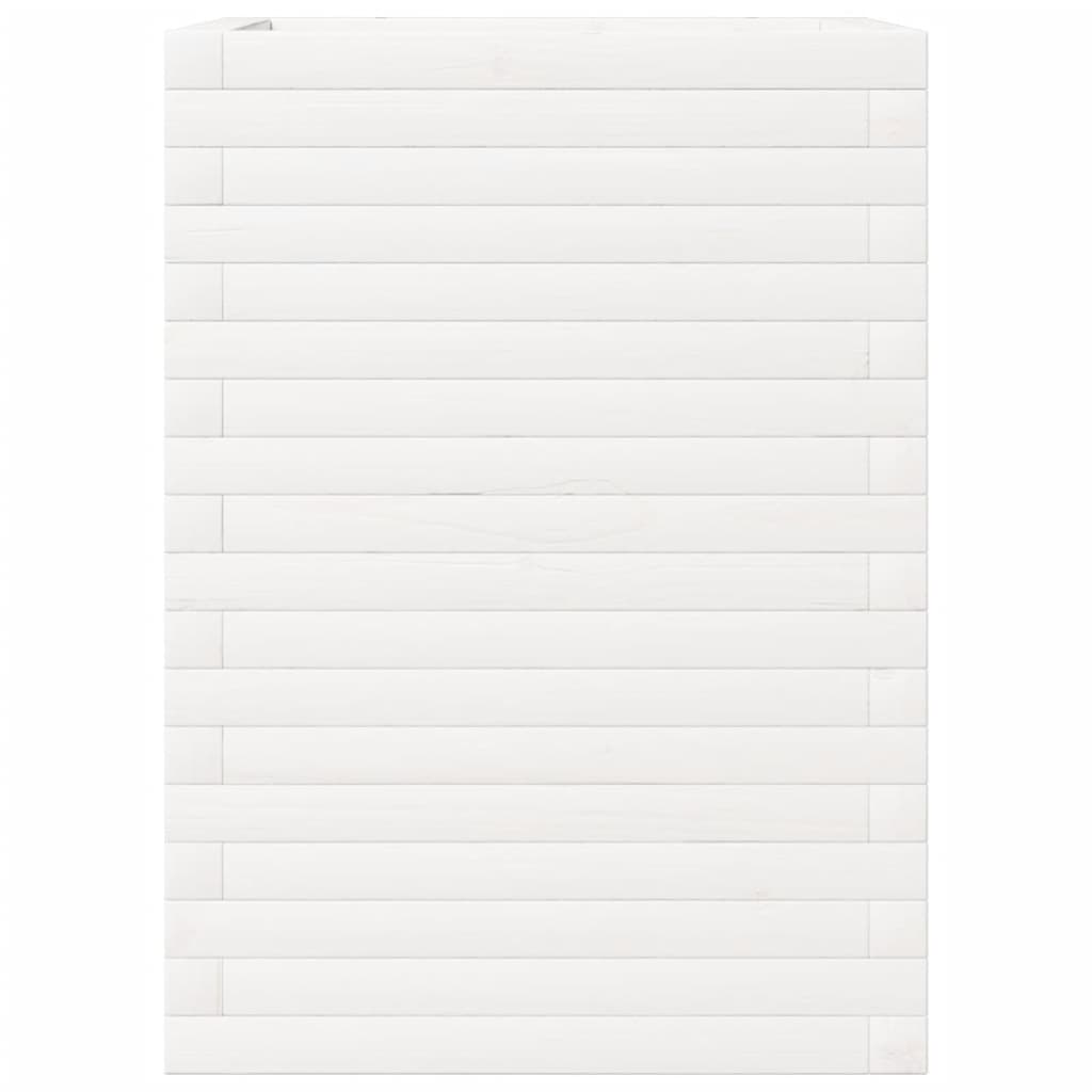 Plantenbak 50x50x68,5 cm massief grenenhout wit