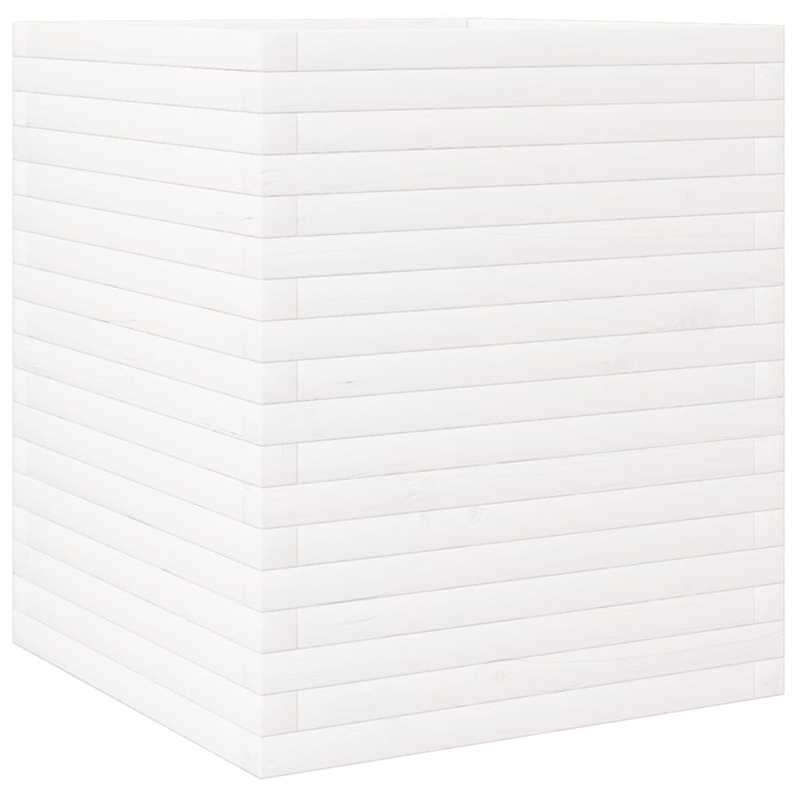 Plantenbak 60x60x68,5 cm massief grenenhout wit