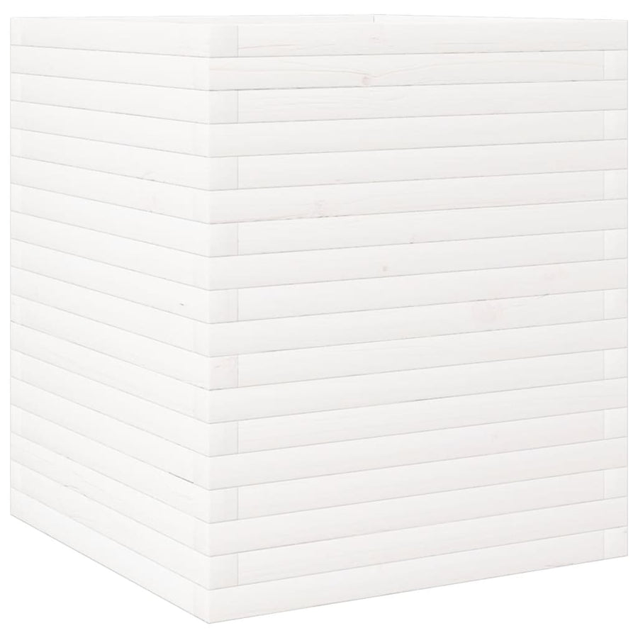 Plantenbak 60x60x68,5 cm massief grenenhout wit