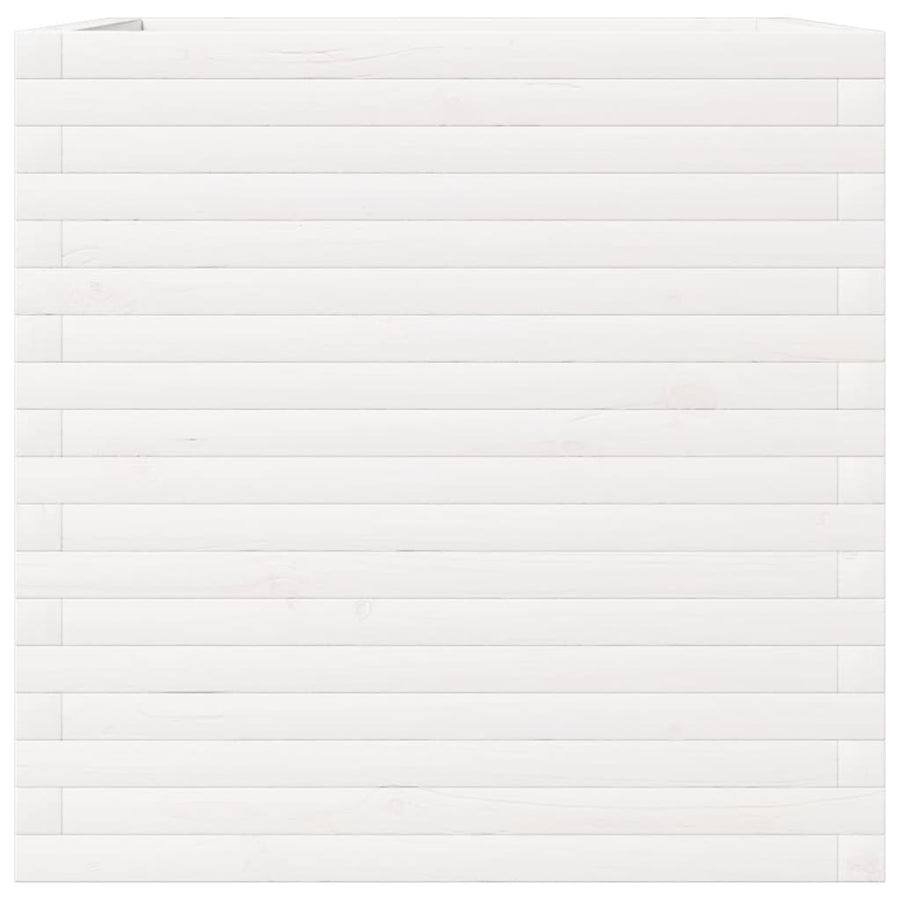 Plantenbak 70x70x68,5 cm massief grenenhout wit