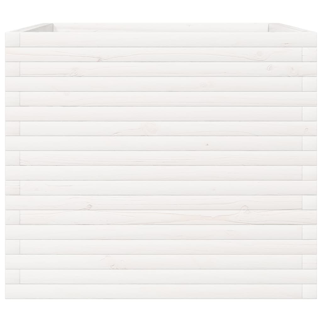 Plantenbak 80x80x68,5 cm massief grenenhout wit