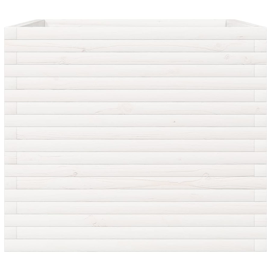 Plantenbak 80x80x68,5 cm massief grenenhout wit