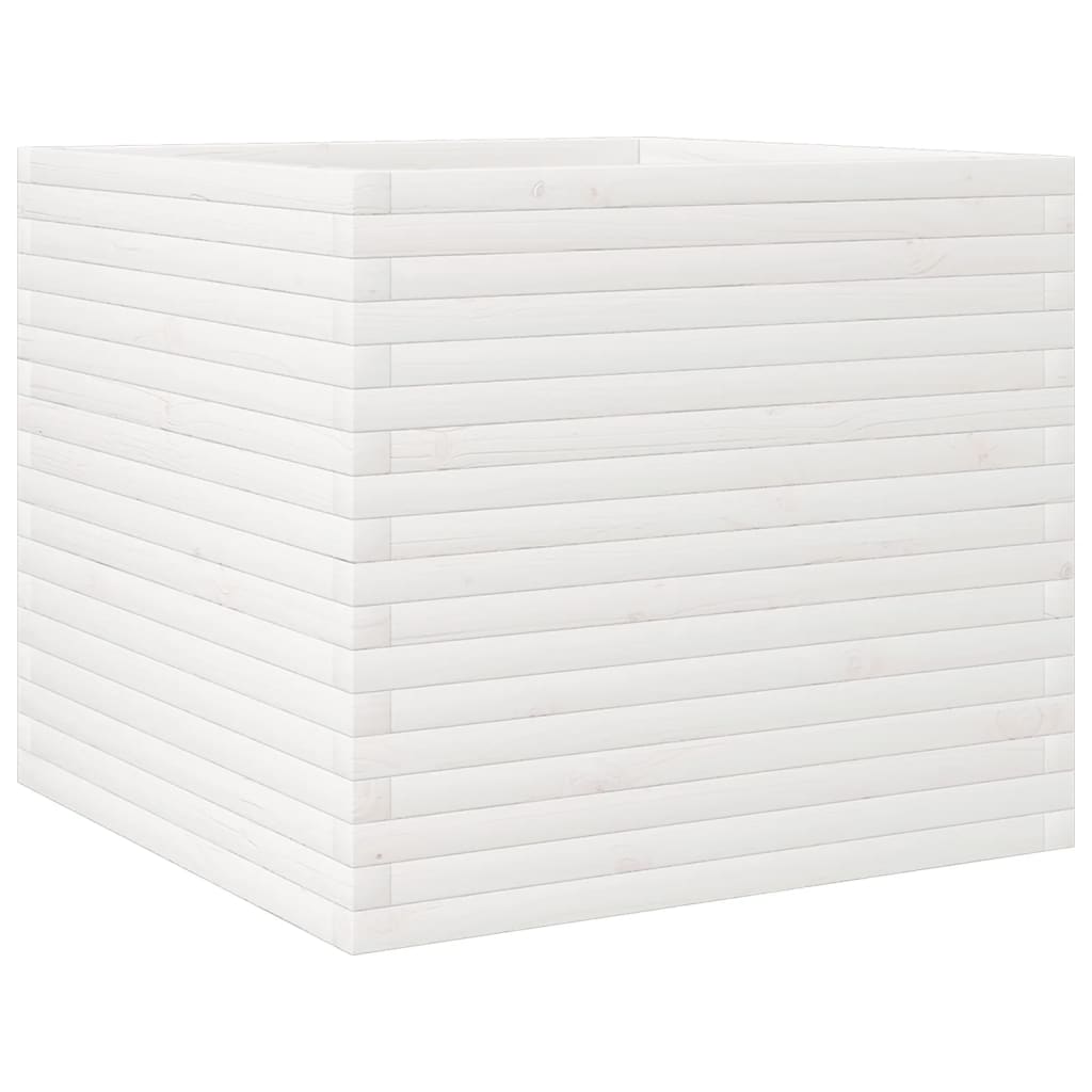 Plantenbak 80x80x68,5 cm massief grenenhout wit