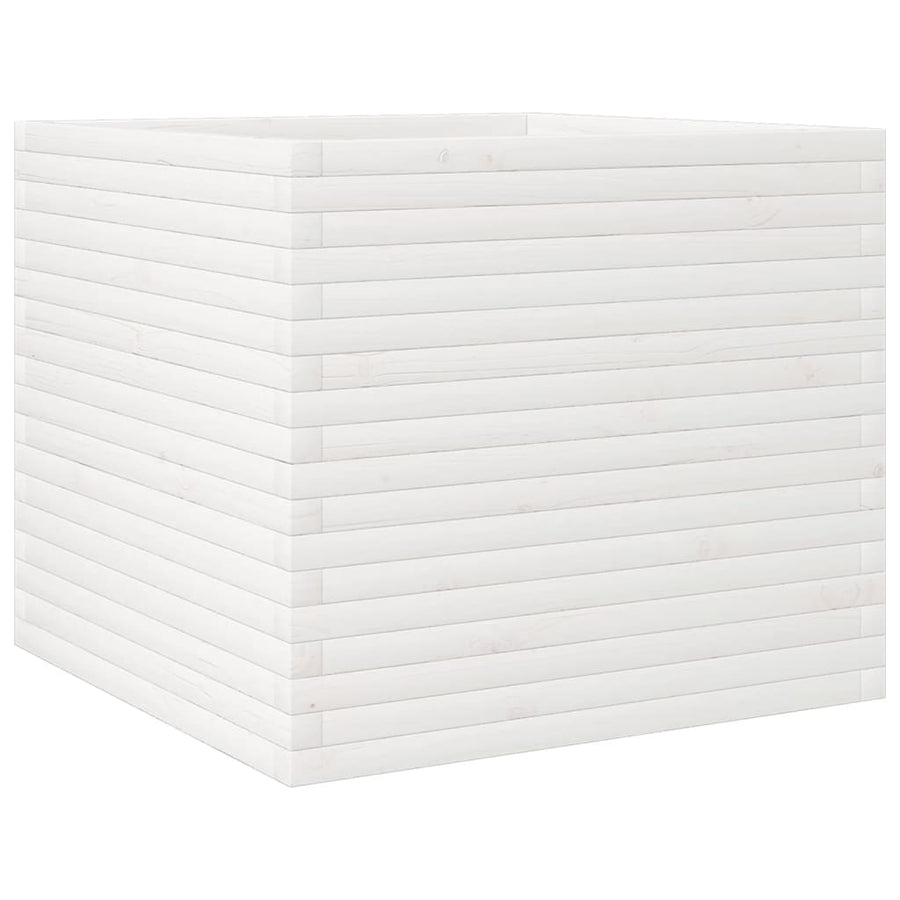 Plantenbak 80x80x68,5 cm massief grenenhout wit
