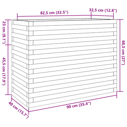 Plantenbak 90x40x68,5 cm massief grenenhout wasbruin