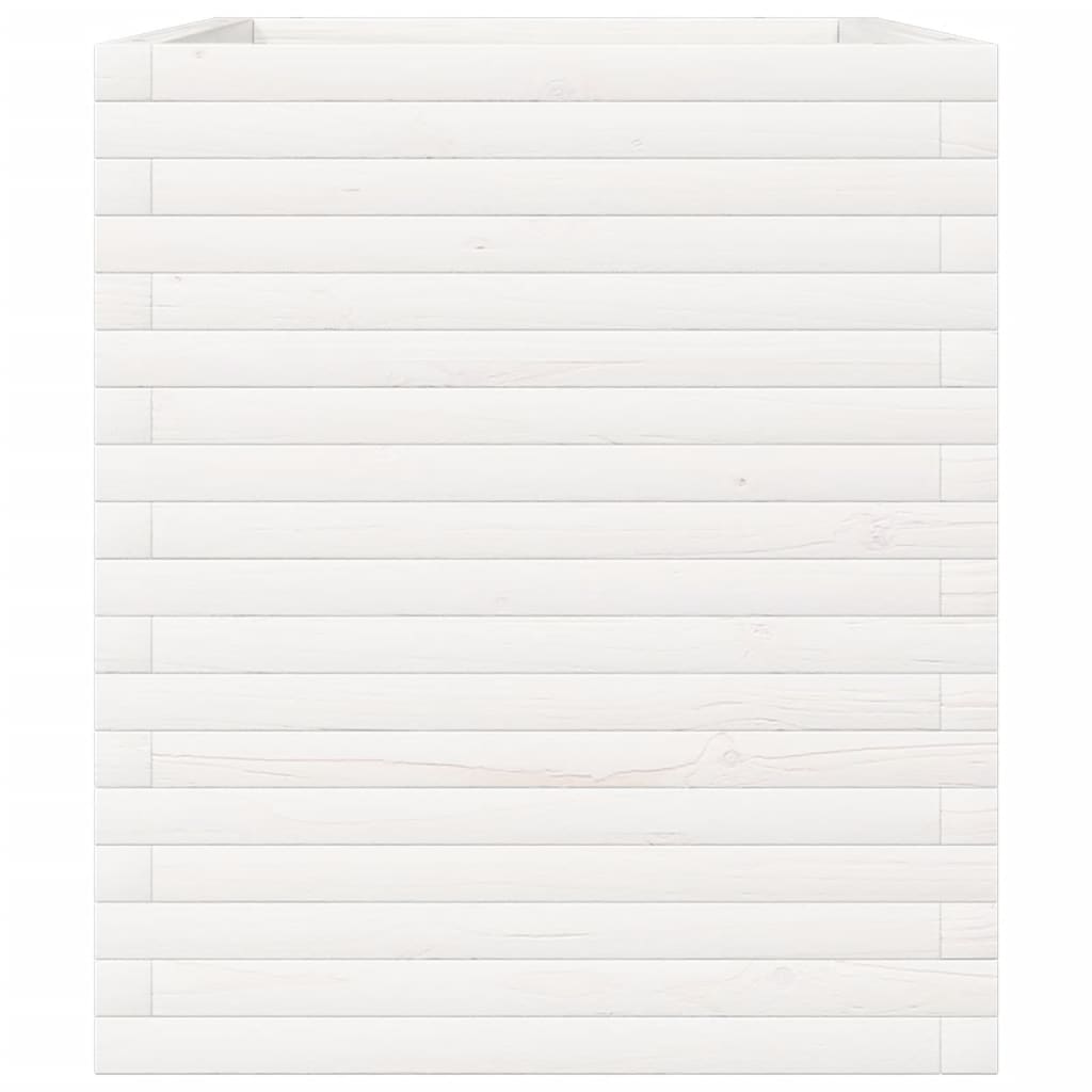 Plantenbak 90x60x68,5 cm massief grenenhout wit
