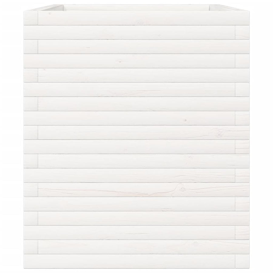 Plantenbak 90x60x68,5 cm massief grenenhout wit