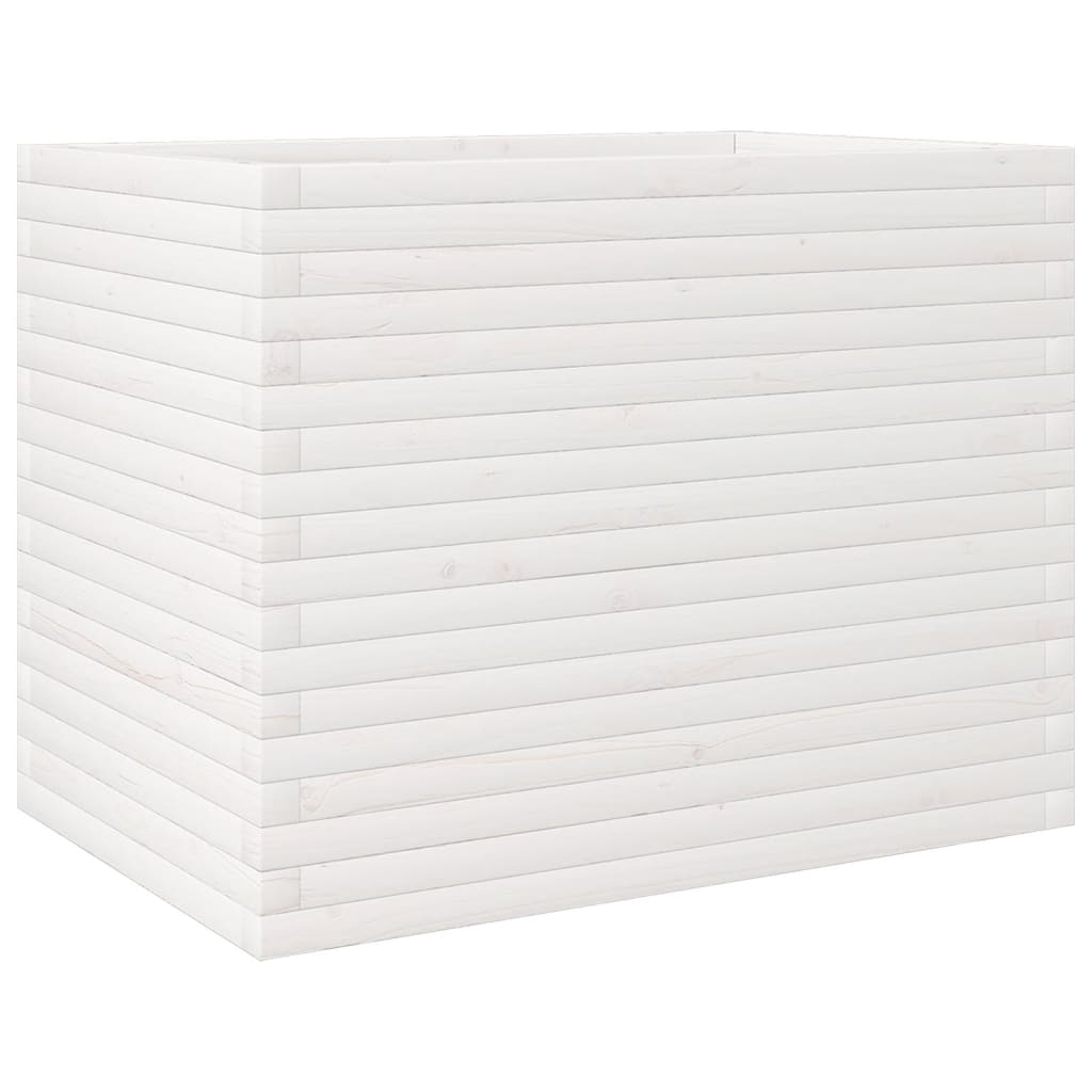 Plantenbak 90x60x68,5 cm massief grenenhout wit