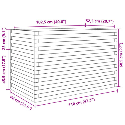 Plantenbak 110x60x68,5 cm massief grenenhout wit